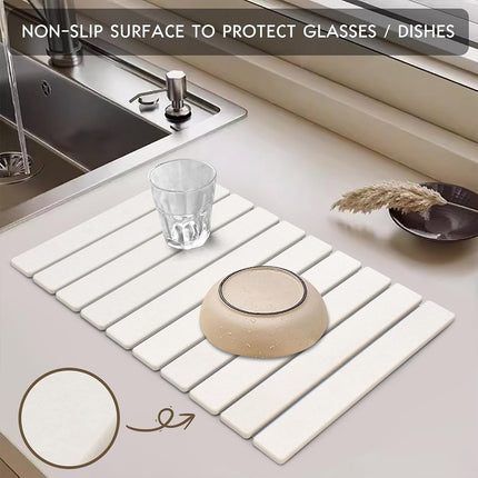Kitchen Absorbent Diatom Mud Drying Pad Foldable Plate Draining Pad Non Slip