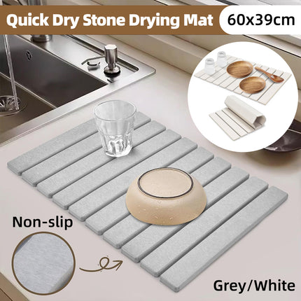Kitchen Absorbent Diatom Mud Drying Pad Foldable Plate Draining Pad Non Slip