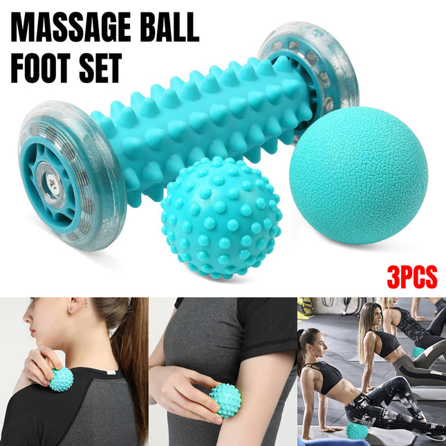 3pcs Foot Massage Roller Set for Muscle Relaxation and Arch Support Fitness Tool