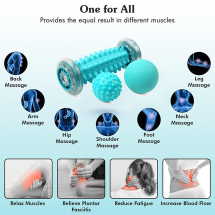 3pcs Foot Massage Roller Set for Muscle Relaxation and Arch Support Fitness Tool