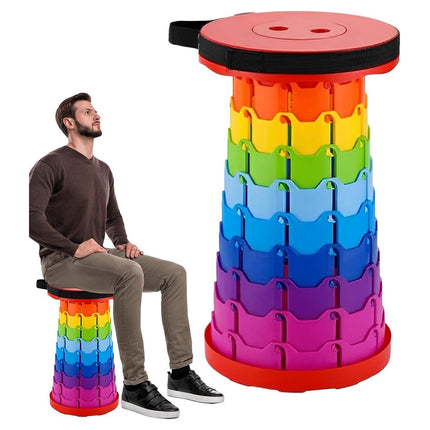 Rainbow Telescopic Folding Stool Thickened Travel Outdoor Seat for Camping