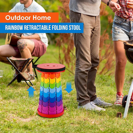 Rainbow Telescopic Folding Stool Thickened Travel Outdoor Seat for Camping
