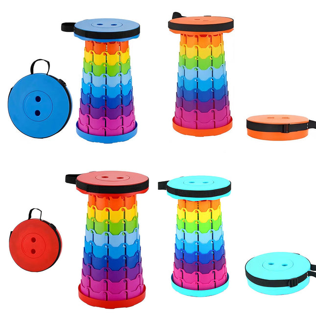Rainbow Telescopic Folding Stool Thickened Travel Outdoor Seat for Camping