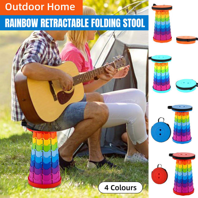 Rainbow Telescopic Folding Stool Thickened Travel Outdoor Seat for Camping