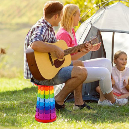 Rainbow Telescopic Folding Stool Thickened Travel Outdoor Seat for Camping