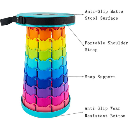 Rainbow Telescopic Folding Stool Thickened Travel Outdoor Seat for Camping
