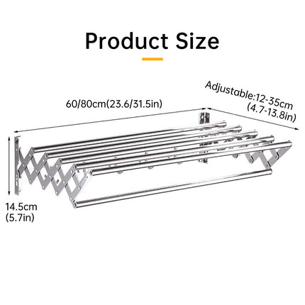 Retractable Stainless Steel Clothes Drying Rack Towel Holder Anti Rust Wall Mounted