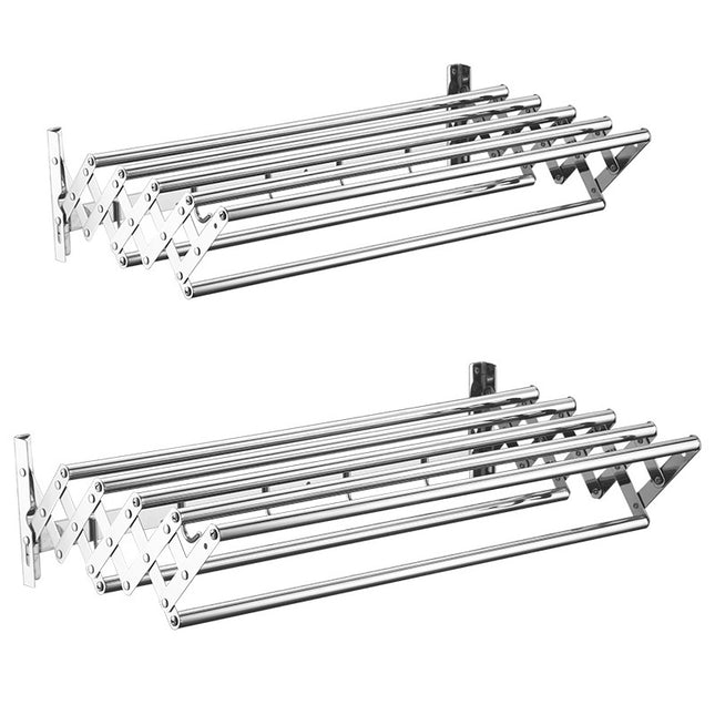 Retractable Stainless Steel Clothes Drying Rack Towel Holder Anti Rust Wall Mounted