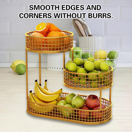 Fruit Basket 3 Tier Aesthetic Metal Stand for Kitchen Counter Dining Room Use