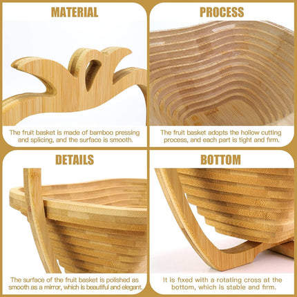 Foldable Bamboo Decorative Basket Collapsible 26x14x30cm Fish Pineapple Elephant