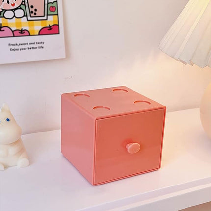 Storage Box 2PCS Desktop Square Stackable Drawers Organizer for Office Home