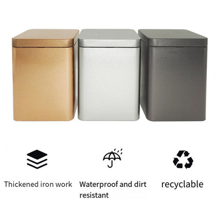 10PCS Tea Can Sealed Square Storage Box Solid Color Frosted Iron Container