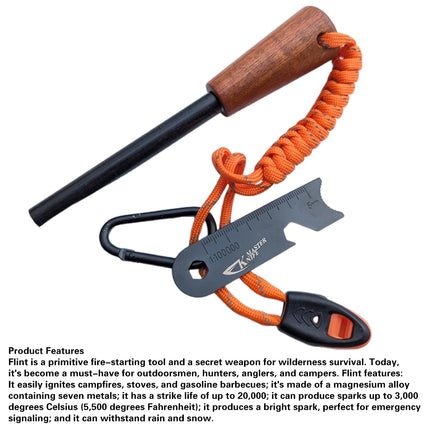 Wood Handle Fire Starter Flint Camping Fire Sticks Durable High Ignition Rate