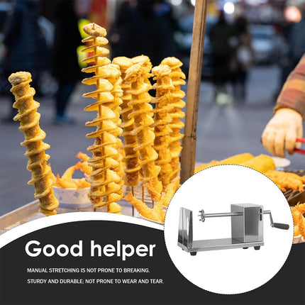 Stainless Steel Manual Potato Spiral Cutting Machine Hand Crank Slicer