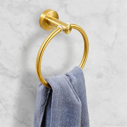 Bathroom Towel Rack Wall Mounted Towel Ring Black Toilet Paper Holder Shelf