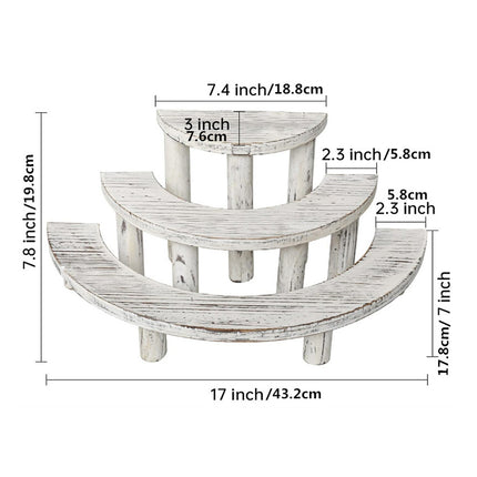 3 Tier Solid Wood Dessert Stand White Aesthetic for Party Cake Pastry Display