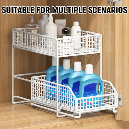Pull Out Storage Shelf 2 Tier Kitchen Organizer Under Sink Pantry Rack