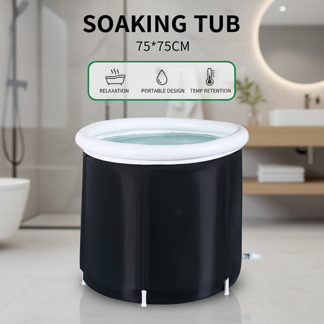Portable Folding Soaking Tub 75x75cm Inflatable Rim