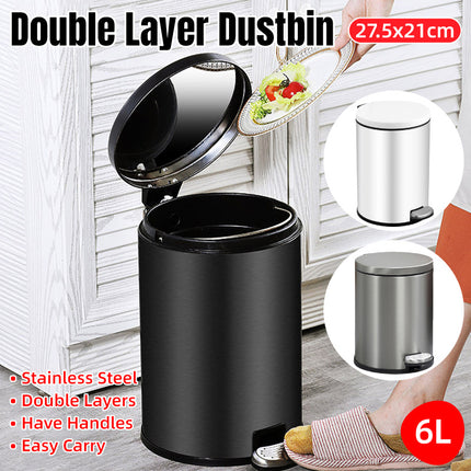 Trash Can Double Layer Foot Pedal Design with Lid Household Bin Kitchen Bathroom