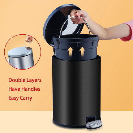 Trash Can Double Layer Foot Pedal Design with Lid Household Bin Kitchen Bathroom