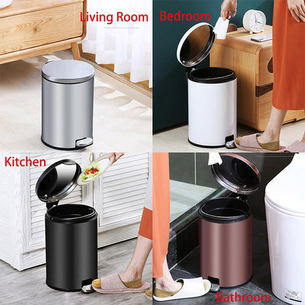 Trash Can Double Layer Foot Pedal Design with Lid Household Bin Kitchen Bathroom