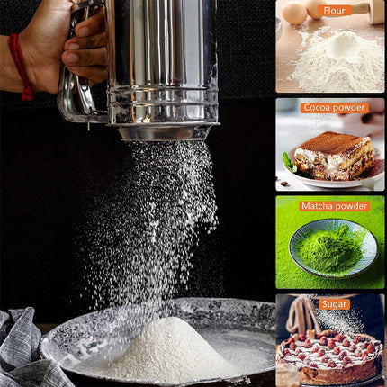 Stainless Steel Handheld Flour Sieve Home Filter Mesh Sieve Baking Tool Durable