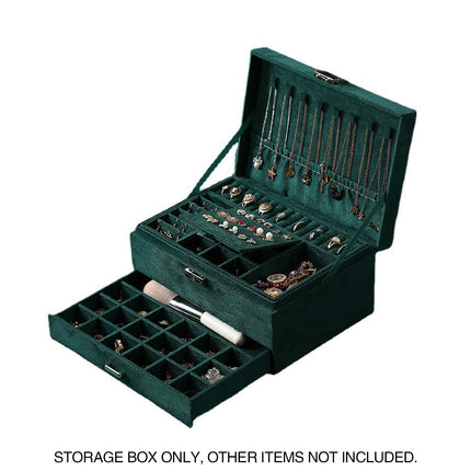3 Tier Lockable Jewelry Storage Box with Drawers Soft Lining Large Capacity