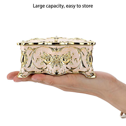 Retro Jewelry Box Trinket Organizer Alloy Crafts Ring Necklace Storage Box