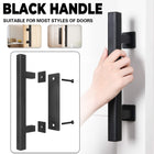 Black Carbon Steel Door Handle Easy to Install Durable Sturdy for Home Barn Door