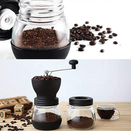 Manual Coffee Bean Grinder Glass Hand Crank Portable Grinding Mill for Home Use