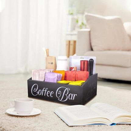 Wooden Coffee Capsule Storage Box Desktop Tea Bag Rack Organizer for Counter
