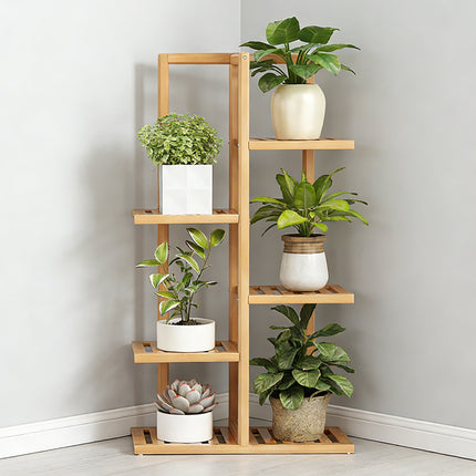 5/6 Tier Bamboo Minimalist Flower Plant Stand Home Balcony Garden Floor Rack
