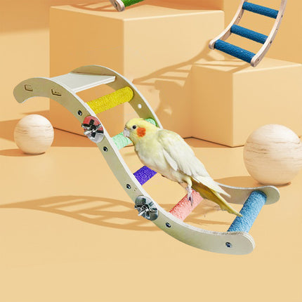 Wooden Parrot Climbing Ladder Swing Toy Claw Grinding Sanded for Small Birds