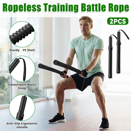 2PCS Fitness Cordless Resistance Training Rope Non Slip Handles Home Gym Workout