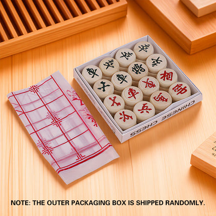 Chinese Birch Wood Chess Set with Laser-Engraved Pieces and Board