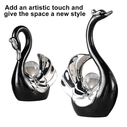 Swan Ceramic Tabletop Ornament Set Home Decor Figurine Gift Room Decoration Art