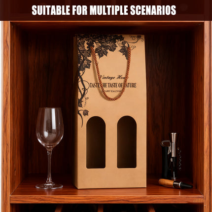 10PCS Red Wine Paper Bags Brown Paper Gift Bags Single/Double Bottle Carrier