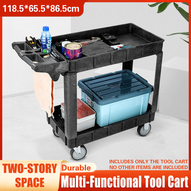 2 Tier MultiFunctional  Rolling Tool Cart for Garage Workshop Storage Organizer