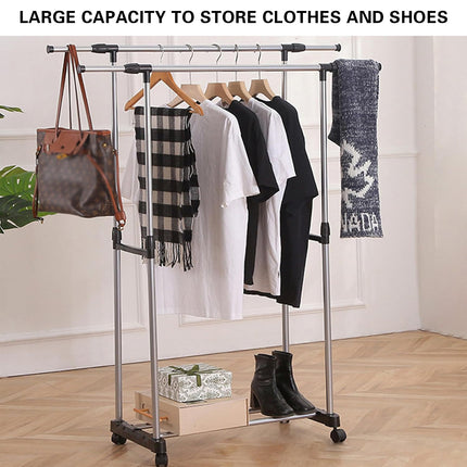Double Rail Clothes Drying Rack For Indoor Outdoor Laundry Space Saving Durable