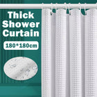 Cold White Waffle Shower Curtain Waterproof Bathroom Curtain Perforation Free