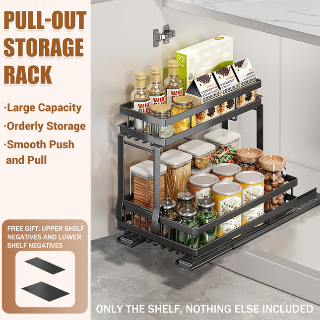 Kitchen Pull-Out Type Storage Rack with Silent Rails for Utensils Organizing Use