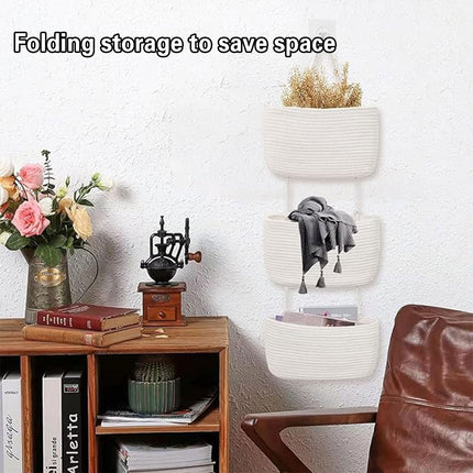 3 Layer Wall Mounted Storage Basket Hanging Organizer Rack for Household Items