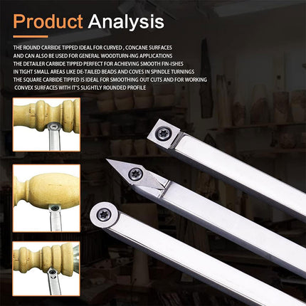 8PCS Wood Lathe Turning Tool Set High Speed Steel For Woodworking Craft Durable