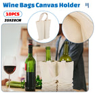 10PCS Wine Double-Bottle Bags Canvas Gift Bag with Handles for Party Wedding Use
