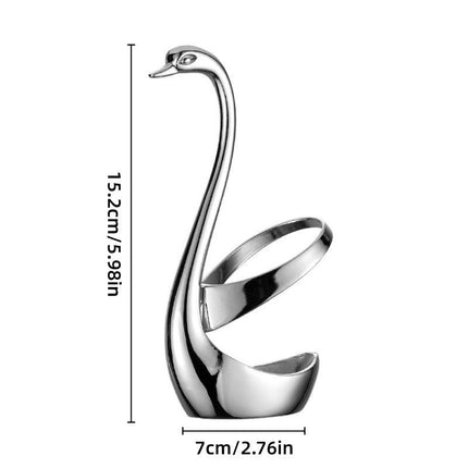 2pcs Stainless Steel Fruit Fork Coffee Spoon Set with Swan Base for Desserts