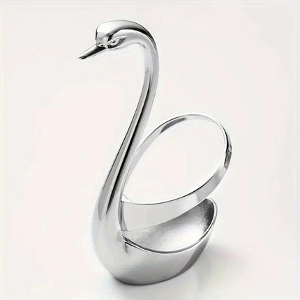2pcs Stainless Steel Fruit Fork Coffee Spoon Set with Swan Base for Desserts