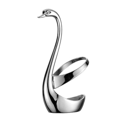 2pcs Stainless Steel Fruit Fork Coffee Spoon Set with Swan Base for Desserts