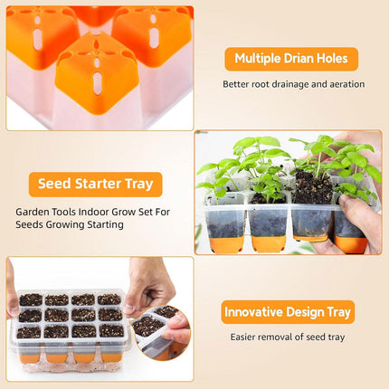 10pcs 12 Hole Nursery Pots Planting Box Reusable Easy to Clean Burrow Trays