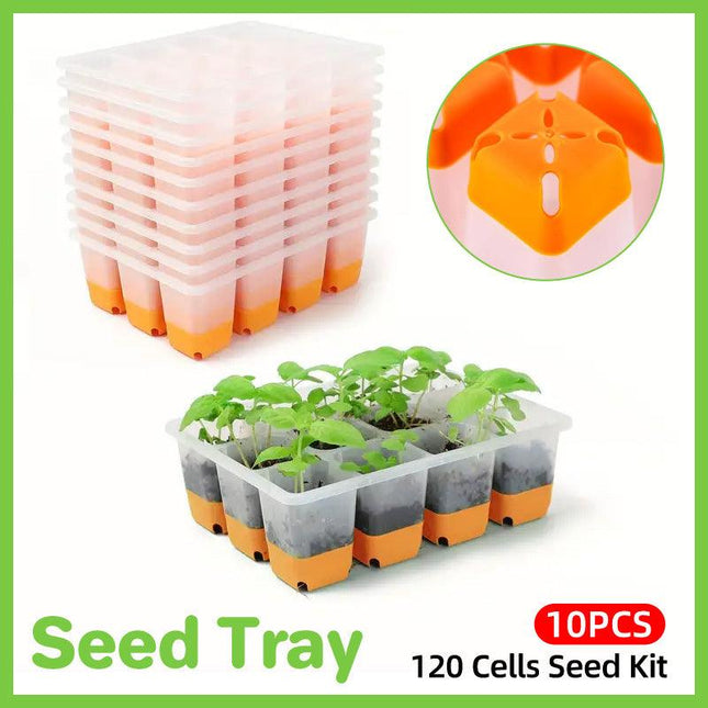 10pcs 12 Hole Nursery Pots Planting Box Reusable Easy to Clean Burrow Trays