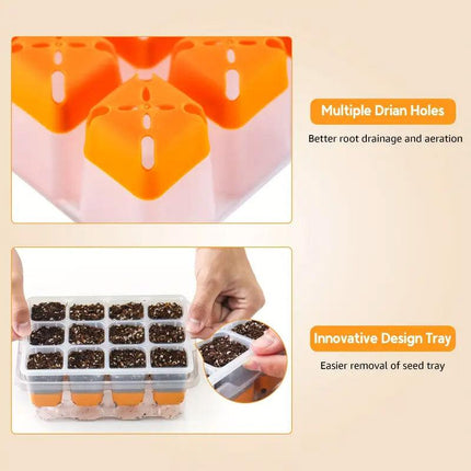 10pcs 12 Hole Nursery Pots Planting Box Reusable Easy to Clean Burrow Trays